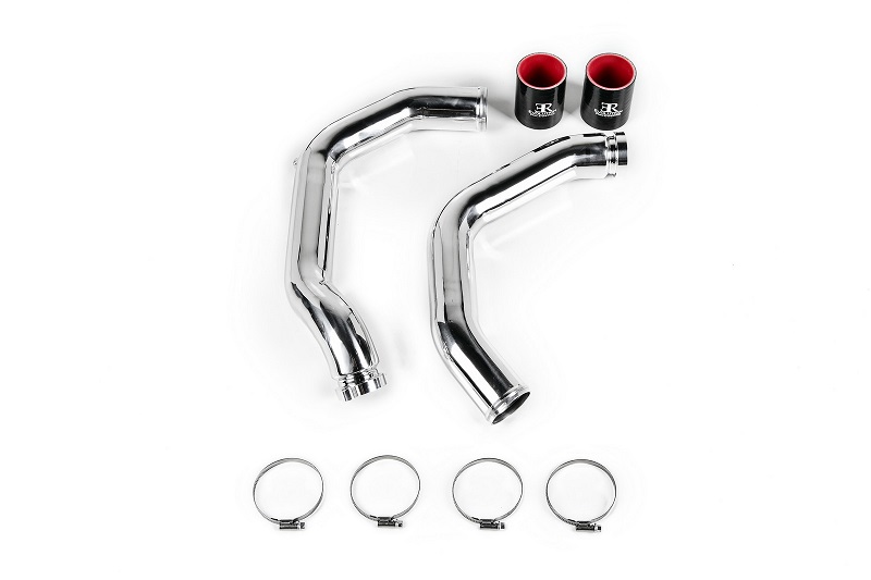 evolution racewerks bmw s55 m3 m4 charge pipe shown in brushed and polished finish. this CP Fit the F80 and F82 chassis