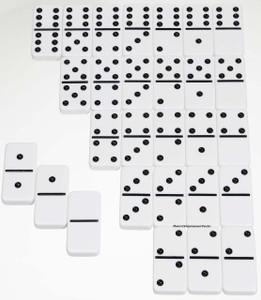 Double 6 Jumbo Size Dominoes -White w/ Black Dots