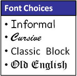 A variety of fonts are available