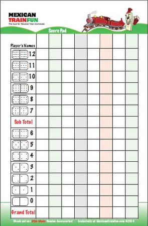 Download Mexican Train Fun Double 12 Scorepad | MexicanTrainFun.com