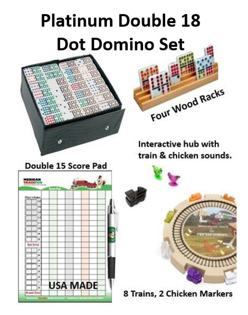 Mexican Train Set With Numbers Dominoes Double 18 