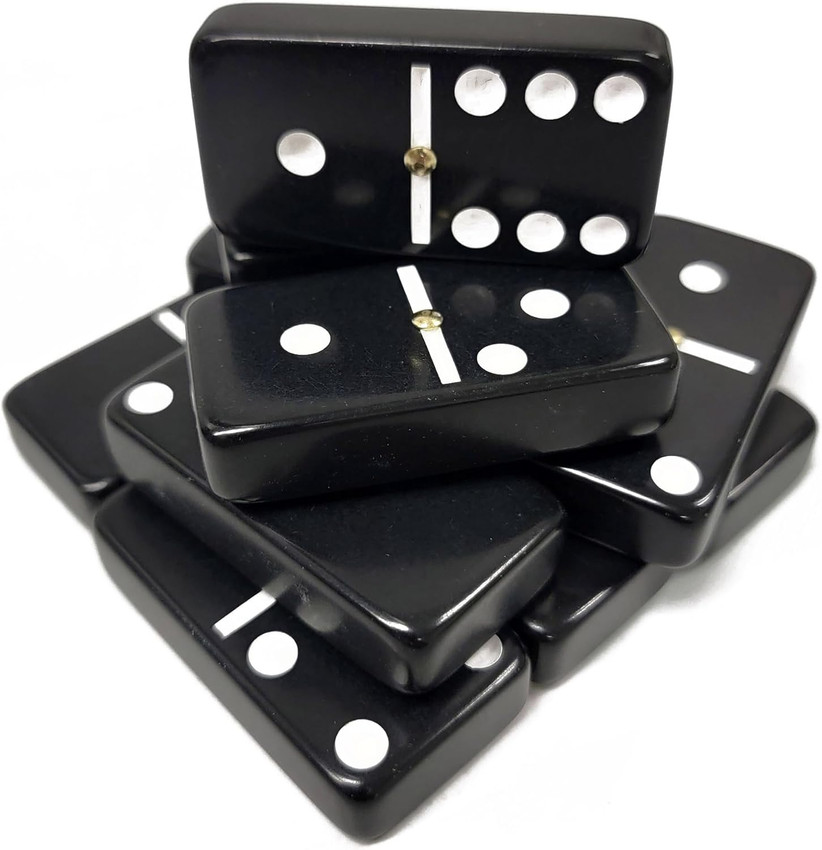 Double Six Jumbo Dominoes -BLACK | MexicanTrainFun.com