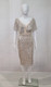 Flutter sleeve stretch sequin midi dress with beaded detail -Image 4
