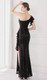 One shoulder evening dress stretch sequin with side split - Image 2