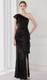 One shoulder evening dress stretch sequin with side split - Image 1