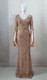 ROSE GOLD STRETCH SEQUIN FORMAL GOWN WITH ELBOW SPLIT SLEEVE - IMAGE 1