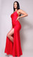 Red criss cross back formal dress with split - Image 2