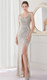 SPARKLY SILVER WRAP GOWN WITH SIDE SPLIT - IMAGE 1