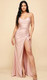 Rose cowl neck stretch satin wrap gown - Image 1