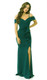 OFF SHOULDER STRETCH JERSEY EVENING GOWN WITH RUFFLE DETAIL - IMAGE 1