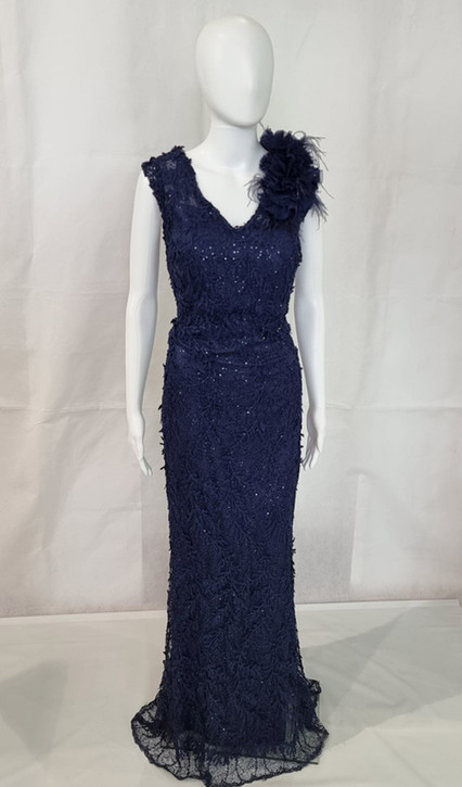 Mother of the bride elegant navy lace gown -Image 1