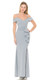 SILVER STRETCH JERSEY OFF SHOULDER RUFFLE DETAIL GOWN - IMAGE 2
