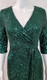EMERALD STRETCH SEQUIN WRAP AROUND GOWN WITH ELBOW SLEEVE -IMAGE 3
