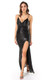 BLACK SEQUIN FORMAL GOWN WITH SPLIT - IMAGE 1