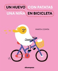 Un huevo con patatas una niña en bicicleta