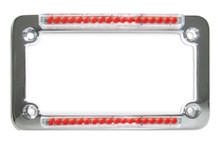 Chrome Classic Dual LED License Plate Frame W/ Red LEDs & 'Euro Clear' Lens