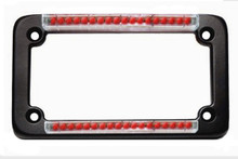 Black Classic Dual LED License Plate Frame w/ Red LEDs & Clear Lens