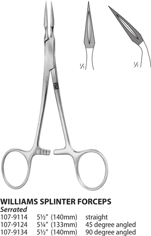 Williams Splinter Forceps Light shooting and different displays may cause the color of the item in the picture a little different from the real thing. williams splinter forceps