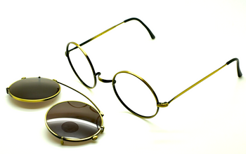 Antique Gold True Round Vintage Spectacles By Beuren With Matching Sunclip At The Old Glasses Shop Ltd