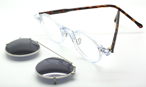 Frame Holland 764 01 Clear & Tortoiseshell Effect Eyewear With Matching Hand Made Sun Clip At The Old Glasses Shop Ltd
