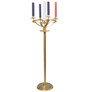 If you are looking for a beautiful but simple standing church advent candle holder, this is a great choice for you!
Features:
This standing advent wreath is finished in a bronze satin finish. 
This candle holder comes with two options; the top advent wreath only, or the complete set
This church advent candle holder is detailed and elegant at the top and simple at the bottom.
CANDLES NOT INCLUDED
