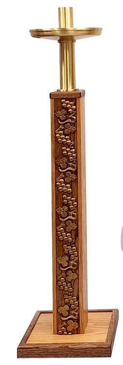 Paschal Candle Stand Style 4701 Standard - In Satin Brass with Bronze lacquered finish and polished edges. Available in Standard size - 42" tall 
Paschal Candle Stand Style 4702S Short - In Satin Brass with Bronze lacquered finish and polished edges. Short size - 30" tall 