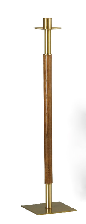 Paschal Candle Stand Style 1877 Standard - Hardwood shaft, satin Brass finish. Standard Size - 43" inch Height, 10"x10" Steel Base. 1-15/16" Candle Socket.
Paschal Candle Stand Style 1877 Short - Hardwood shaft, satin Brass finish. Standard Size - 30" inch Height, 10"x10" Steel Base. 1-15/16" Candle Socket.
*** Please Note ***  Paschal Stands will be shipped with a standard sized 1-15/16" socket. Other sizes are available up to 3" with no additional charge. Please specify alternate socket size. Call 1 800 523 7604 to order a larger size. 


 