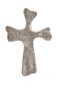 4.25" Comfort Cross. Dimensions: 3" W. x 4 1/4" H. x 3/4" D. Made of a gray polystone.
