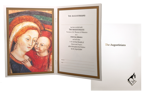 SYMPATHY CARD (DELUXE NON-PADDED)
Suggested donation: $20.00
Size: 9.25 x 7
This sympathy card features Our Mother of Good Counsel. The Augustinian devotion to Mary under this title has its origin in the hill-town church of Genazzano, Italy, where the Augustinians have been located since the 13th Century.