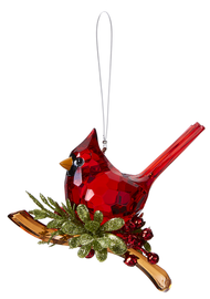 Image of the Classic Cardinal on a Branch Ornament