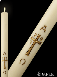 Paschal candle with a simple gold cross 