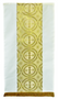 Lectern Hanging ~ 2048 
Tailored in a white linen weave polyester for easy care with gold and white satin brocade