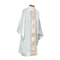 Dalmatic ~ 2042 
Tailored in a white linen-weave polyester with  gold and white satin brocade. 