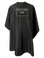 Black chemical cape showing logo position for custom capes