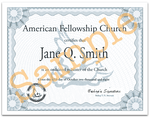 Example of Online Ordination Certificate available from American Fellowship Church