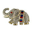 This truly unique piece (1.5") elephant brooch features Baguete cut red, white and blue crystals.