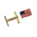 Patriotic Cuff Links, gold plate with enamel American Flag