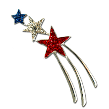Make a wish! This pin features red white and blue crystals with a silver tail. This pin is approx 2"