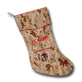 The Marine Christmas stocking is designed to become a special keepsake of Marines, former Marines, family and friends who love the Marine Corps. The Marine Camosock is a holiday gift every Marine would be proud to receive. Permission was granted by the Marine Corps to allow the use of the Eagle, Globe and Anchor emblem embroidered on the pocket. The attention to detail is outstanding.