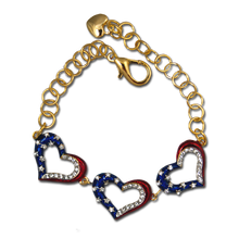 Elegant Heart with Red and Blue Enamel and Diamond-like Swarovski Crystals.