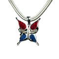 Silverplate with Red, White and Blue Swarovski Crystals.