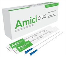 Amici Plus Male Intermittent Catheter with Smooth Low-Profile Eyelets - 8 French, Box of 100