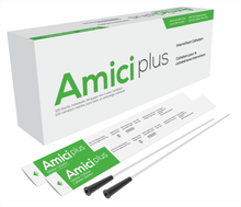 Amici Plus Male Intermittent Catheter with Smooth Low-Profile Eyelets - 10 French, Box of 100