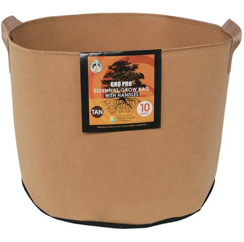 Gro Pro Essential Round Fabric Pot with handles (10 Gallon) Tan in Bulk (725101) UPC 20849969022340