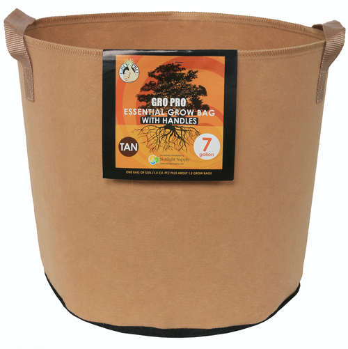 Gro Pro Essential Round Fabric Pot with handles (7 Gallon) Tan in Bulk (725099) UPC 20849969022333
