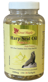 Great Maple High Potency(1000mg) OMEGA-3 100% Arctic Harp Seal Oil 188 softgels( 加拿大Great Maple 高含量(1000mg) 100% Arctic Harp OMEGA-3 海豹油 188粒入)