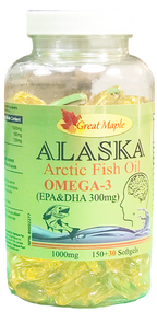 Great Maple Alasika Deep Sea Fish Oil 1000mg OMEGA-3 180 Softgels(加拿大 Great Maple高端皇家鱼油-皇家御油 1000mg OMEGA-3  180粒入)