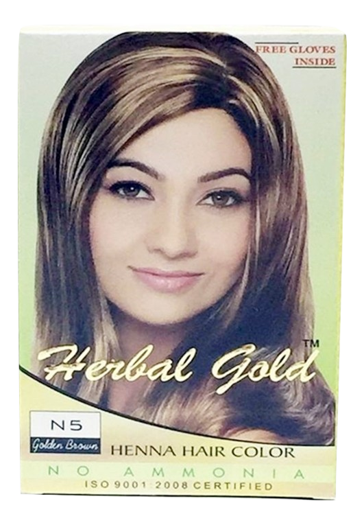 Herbal Gold Henna Hair Color N5 Golden Brown 6 Pouch Packs Box Herbal Gold 植物染发剂n5 金褐色6小包 盒 Herbal Gold Henna Hair Color N5 Golden Brown 6 Pouch Packs Box Herbal Gold 植物染发剂n5 金褐色6小包 盒
