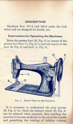 Singer antique 127 & 128 sewing machine manual