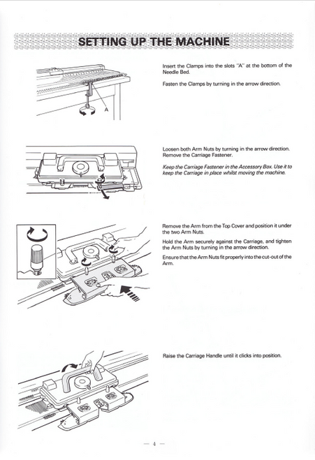Sk280 Sk210 Silver Reed Knitting Machine Instruction manual Punch Card Knitter